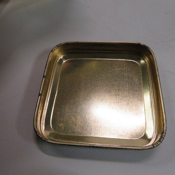 Asian Small 3" metal tin Red Black Gold Oriental design chinoiserie - Picture 14 of 14